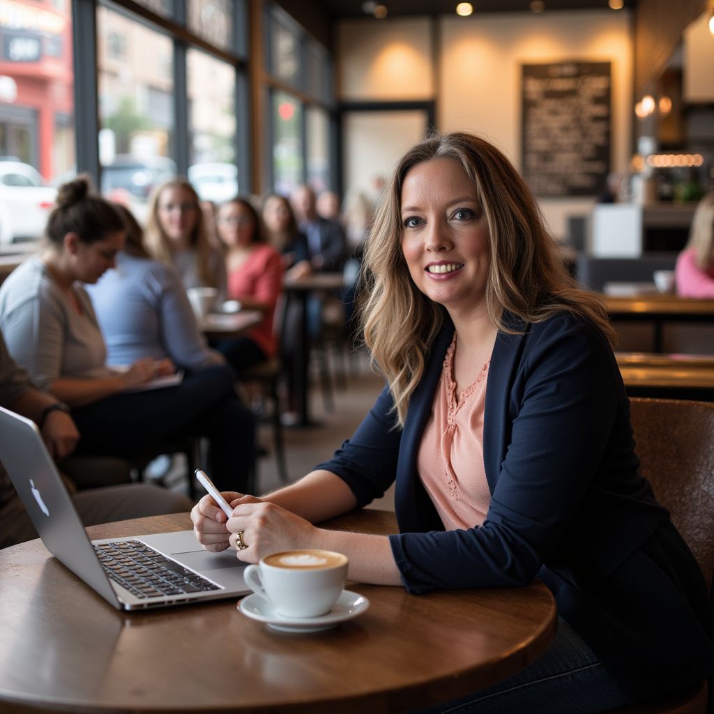 Vicky in coffee shop