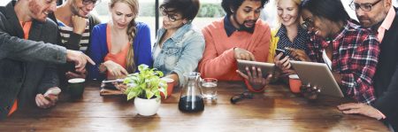 People Meeting Communication Technology Digital Tablet Concept