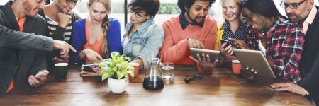 People Meeting Communication Technology Digital Tablet Concept